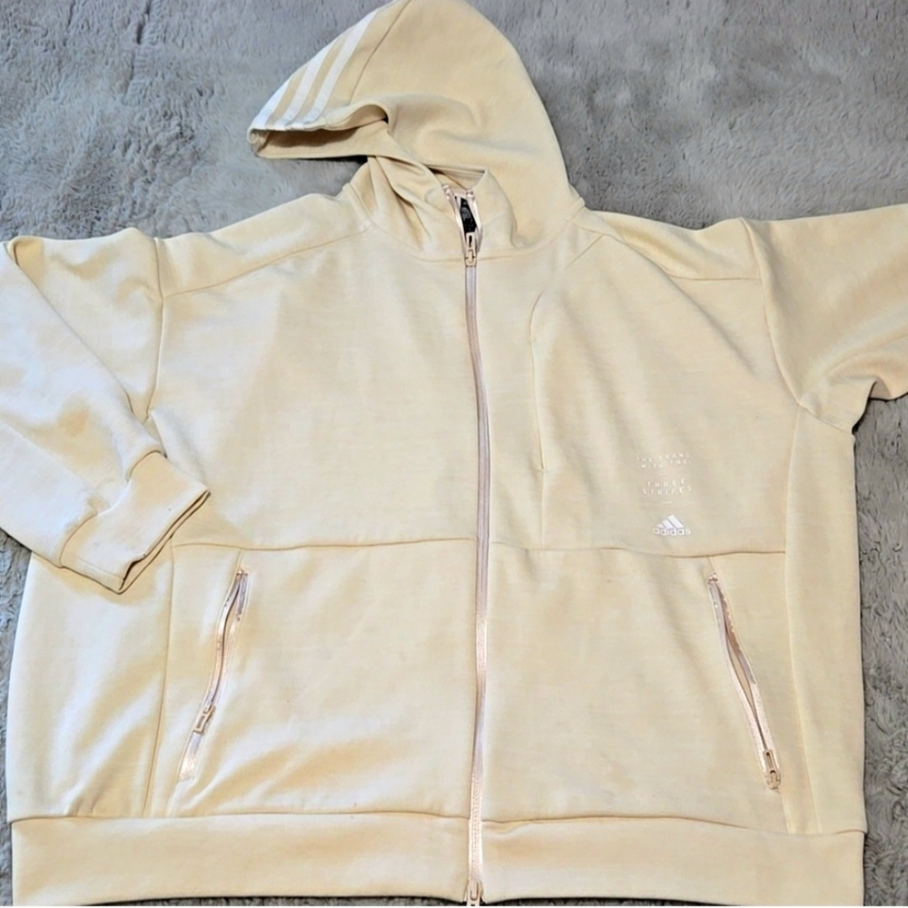 Adidas Climalite Beige Full-Zip Hoodie Jacket - size XL